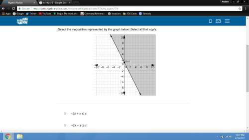 The question is in the picture below:  select all that apply a. -2x + y &lt; = c