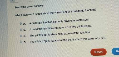 Which statement is true about the y-intercept of the quadratic function
