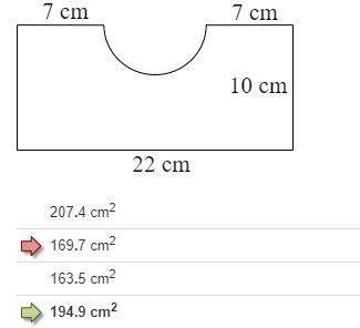 Identify the area of the figure rounded to the nearest tenth. give me a step-by-step ex