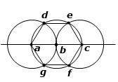 Michael uses a compass to draw three circles of equal size. each circle has a radius of length r, as