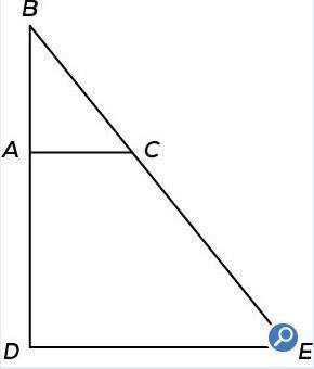 In the diagram shown, ac is parallel to de. explain how you can tell that triangle abc is similar to