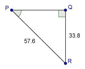 In △pqr, find the measure of ∡p.  a) 30.4° b) 35.9° c) 59.6°