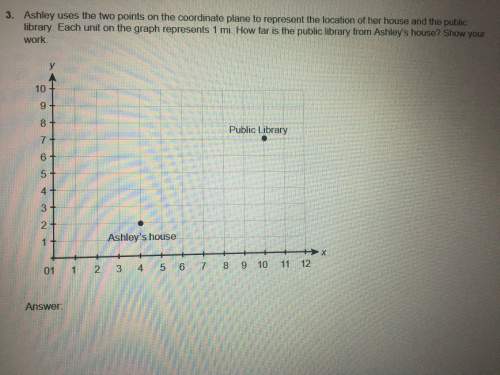 3) ashley uses the two points on the coordinate plane to represent the location of her house and the