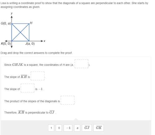 Lisa is writing a coordinate proof to show that the diagonals of a square are perpendicular to each