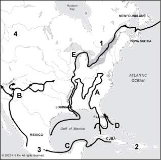 Which country claimed the area indicated by the number 1? a. france b. netherlands c. england d. sp