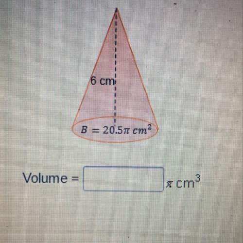 What number can be used to complete the volume statement for the cone below?