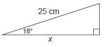 What is the value of x in the triangle?  enter your answer in the box. round