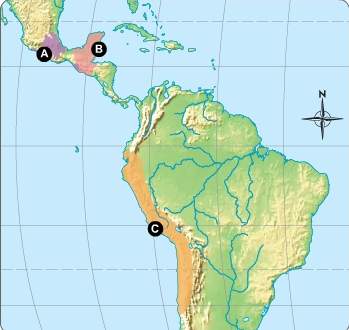 "which letter on the map indicates the area of the aztec empire? .  "