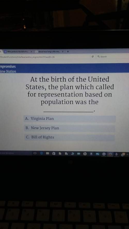 At the birth of the united states, the plan which called for representation based on population was
