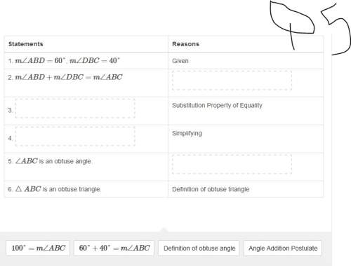 1. what is the reason for statement 3 of the two-column proof?  angle addition postulate