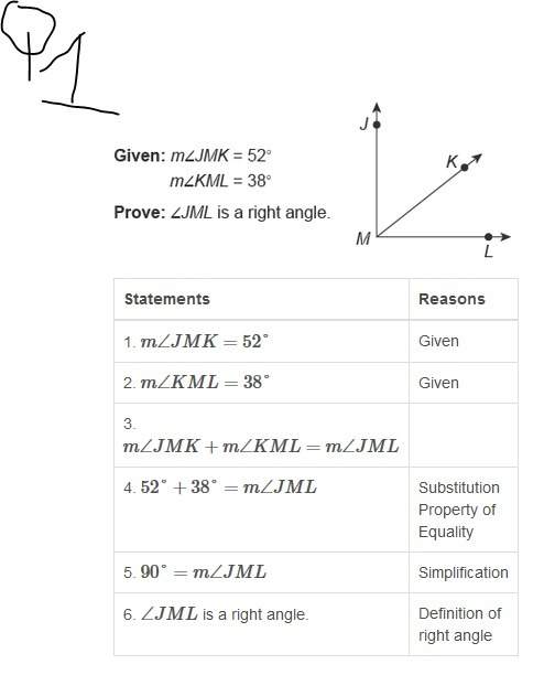 1. what is the reason for statement 3 of the two-column proof?  angle addition postulate