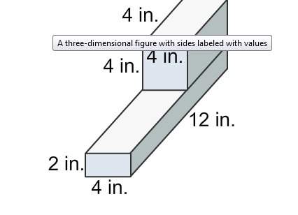 What is the volume of the entire figure?  a three-dimensional figure with sides labeled