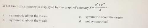 What kind of symmetry is displayed by the graph of catenary y=e^x+e^-x/2