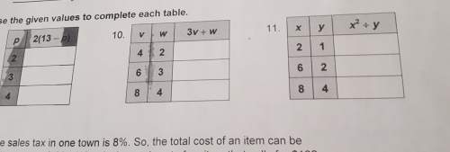 Use the givin values to complete each table