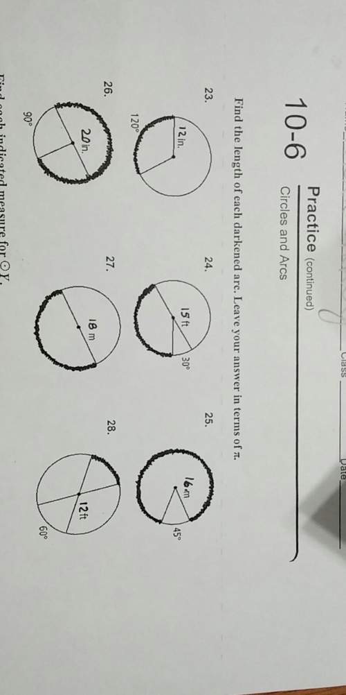 Find the length of each darkened arc. leave your answer in terms of pi