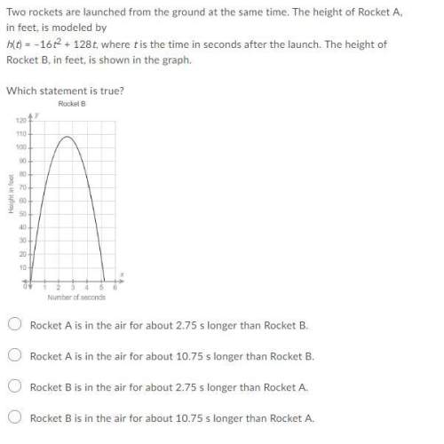 Two rockets are launched from the ground at the same time. the height of rocket a in feet is m