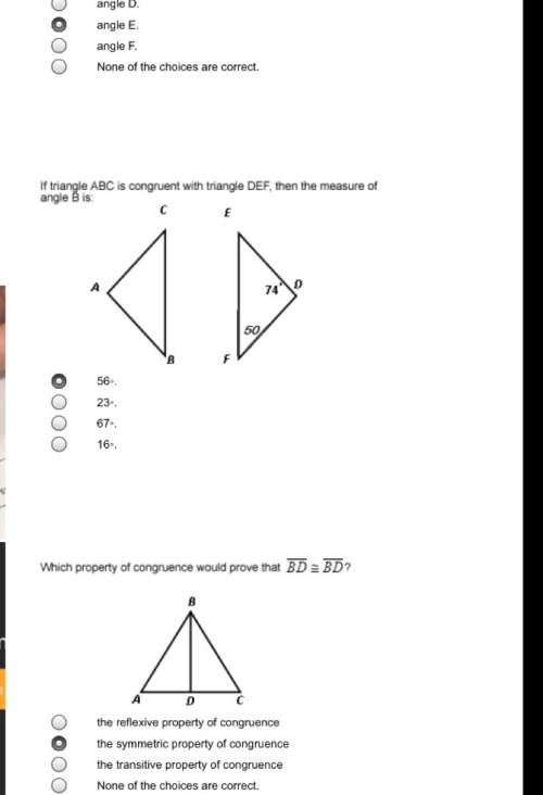 If triangle abc is congruent with triangle def, then the measure of angle b is:  which p