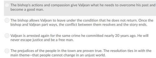 Which best describes how "the convict and the bishop" resolves its main conflicts?