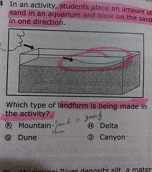 In a activity,students place an amount of sand in a aquarium and blow the sand on one direction whic