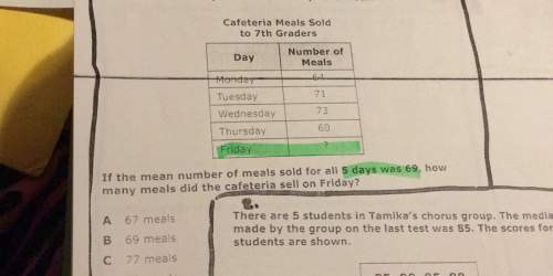 Cafeteria meas sow lo graders i m may meals \ tu-sum ‘ ,, w ‘ friday 1 )7 if the mean number of meal