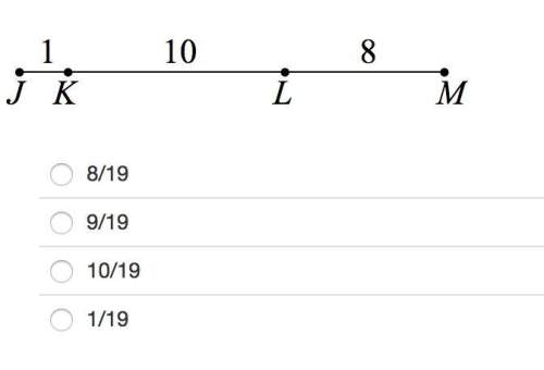 Apoint is chosen randomly on jm. identify the probability that the point is on jk or lm. i don't