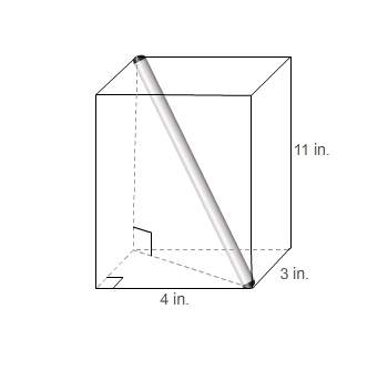 Ametal rod is placed in a rectangular box as shown in the figure. how long is the rod? round your a