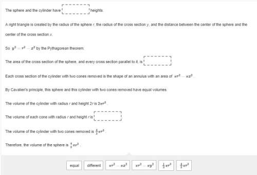 How is the formula for the volume of a sphere derived?  drag and drop the correct