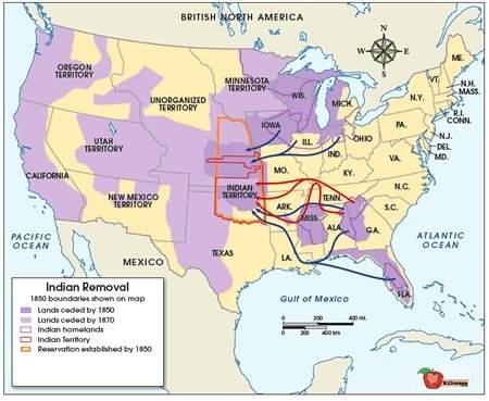 Considering the map above, what conclusions can be drawn about the native americans' journey to the