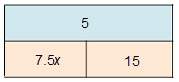 Halph plz m8which bar diagram represents the equation 5x + 7.5 = 15?