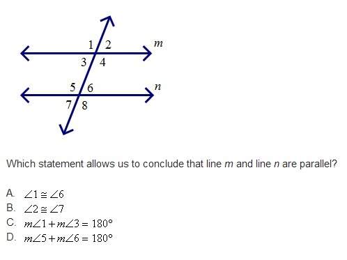 Which statement allows us to conclude that line m and line n are parallel?