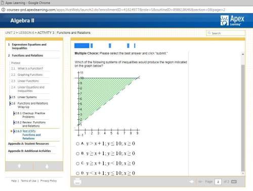 Which of the following systems of inequalities would produce the region indicated on the graph below