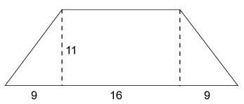 What is the area of the trapezoid with height 11 units?