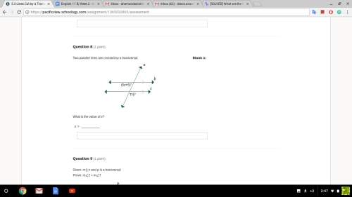 Answer  this is for parallel lines cut by a transversal