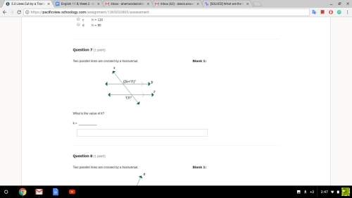 Answer  this is for parallel lines cut by a transversal