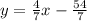 y=\frac{4}{7} x-\frac{54}{7}