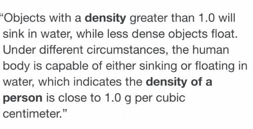 What do you think the density of a person might be?  explain