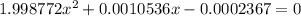 1.998772x^2+0.0010536x-0.0002367=0