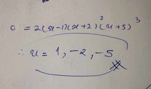 What are the x-intercepts of this function?
f(x)=-2(x - 1)(x + 2)^2(x + 5)^3