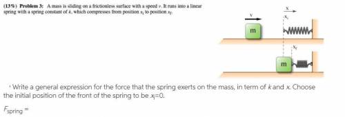 Write a general expression for the force that the spring exerts on the mass, in term of k and x. Cho
