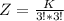 Z =  \frac{K}{3 ! *  3!}