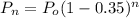 P_n=P_o(1-0.35)^n