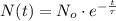 N(t) = N_{o}\cdot e^{-\frac{t}{\tau} }