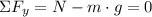 \Sigma F_{y} = N-m\cdot g = 0