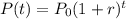 P(t) = P_0(1 + r)^t