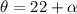 \theta = 22 + \alpha