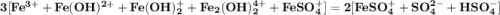 \mathbf{3[Fe^{3+}+Fe(OH)^{2+}+Fe(OH)_2^+ +Fe_2(OH)_2^{4+}+FeSO_4^+] = 2[FeSO_4^++SO_4^{2-}+HSO_4^-]}