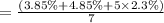 =\frac{(3.85 \%+4.85 \%+5 \times 2.3 \% )}{7}