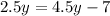 2.5y=4.5y-7