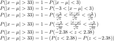 P(|x-\mu|33)=1-P(|x-\mu|33)=1-P(-3