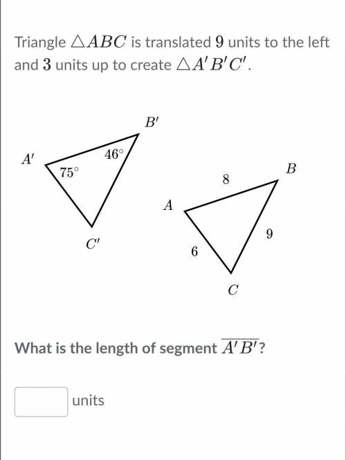 Triangle \triangle ABC△ABCtriangle, A, B, C is translated 999 units to the left and 333 units up to